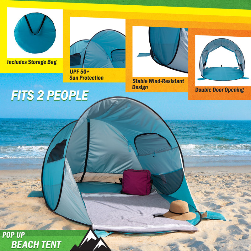 Wakeman UPF50+ Pop Up Beach Tent Sun Shelter, Blue & Reviews Wakeman UPF50+ Pop Up Beach Tent Sun Shelter, Blue & Reviews